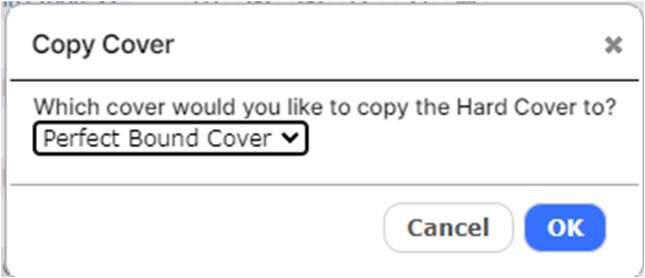 The Copy Cover dialog.