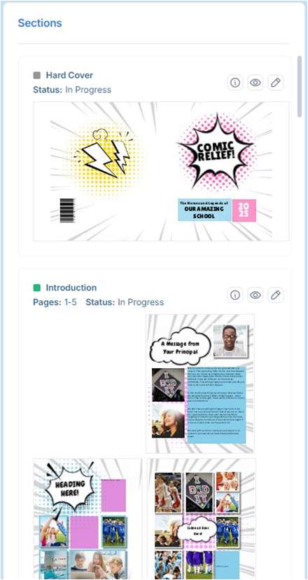 The Section View on the Yearbook page.