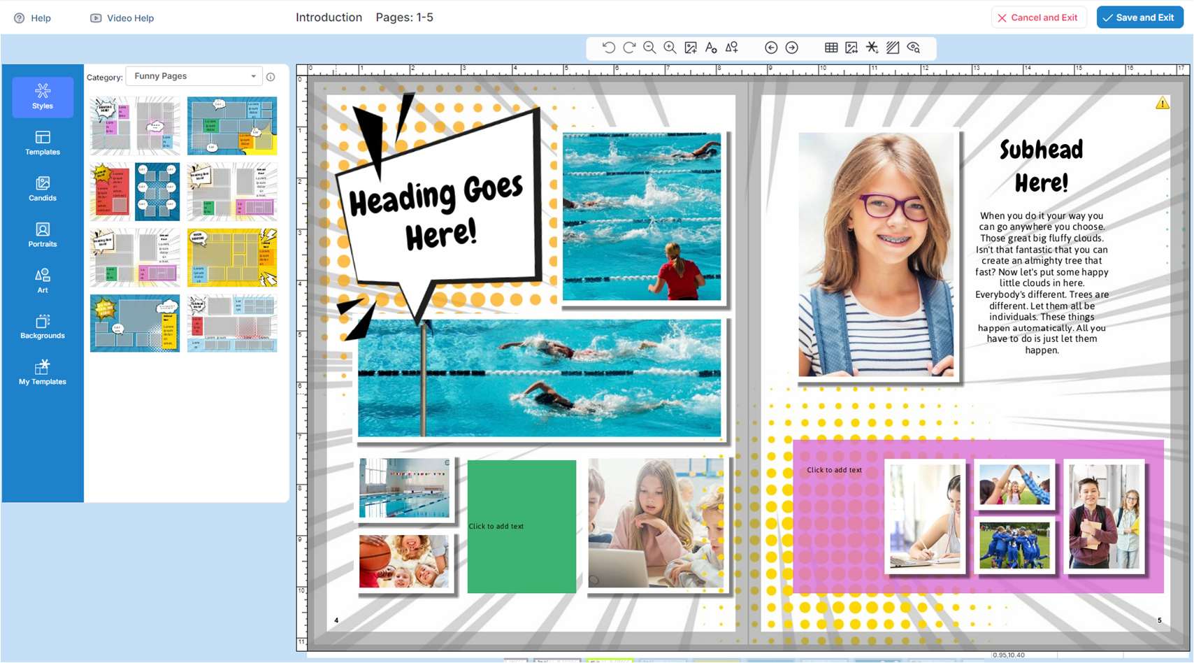 The Advanced Design page contains a wealth of features for designing the pages of your yearbook.