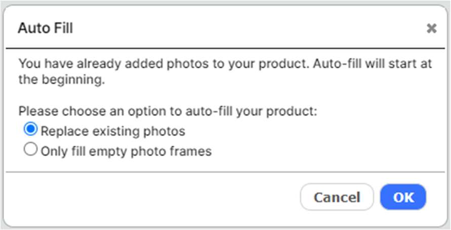 The Auto fill dialog.