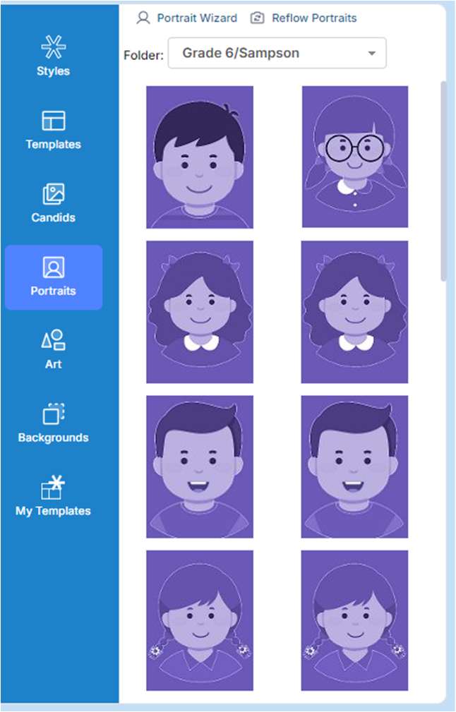 The Portraits tab.