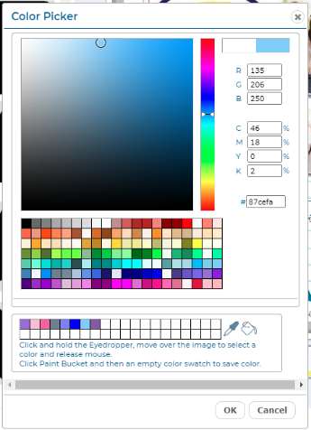 The color will now be available in the color picker to use throughout your book.