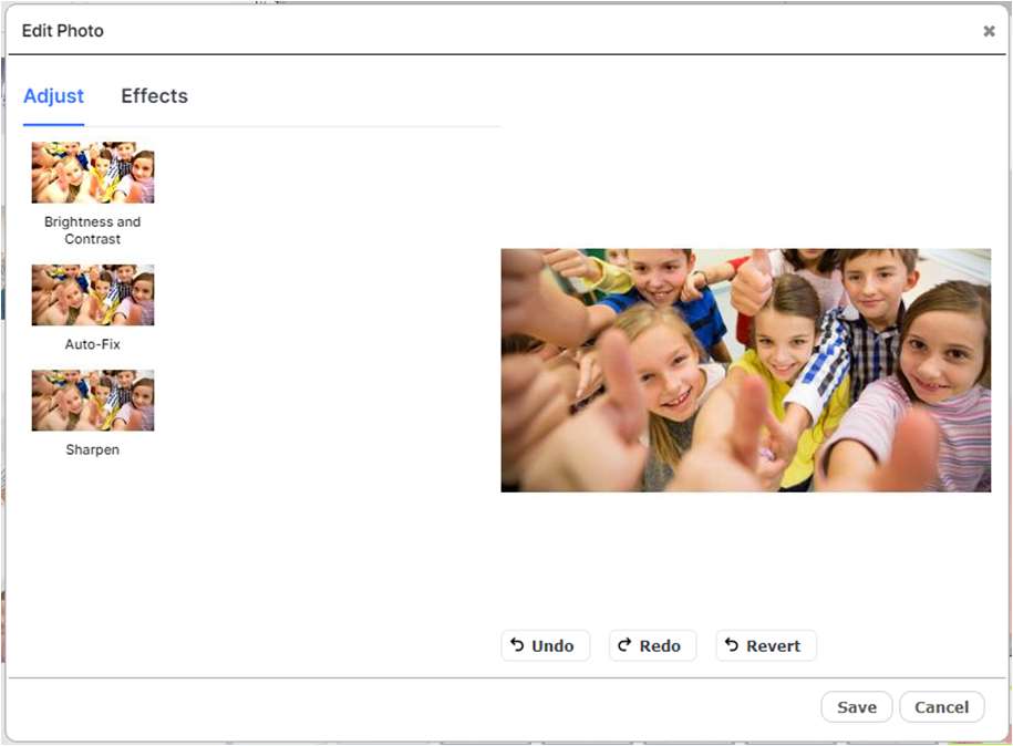 The Effects dialog for image frames.