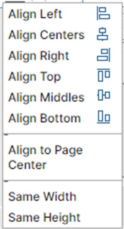 Choose from the available settings to align the selected frames.