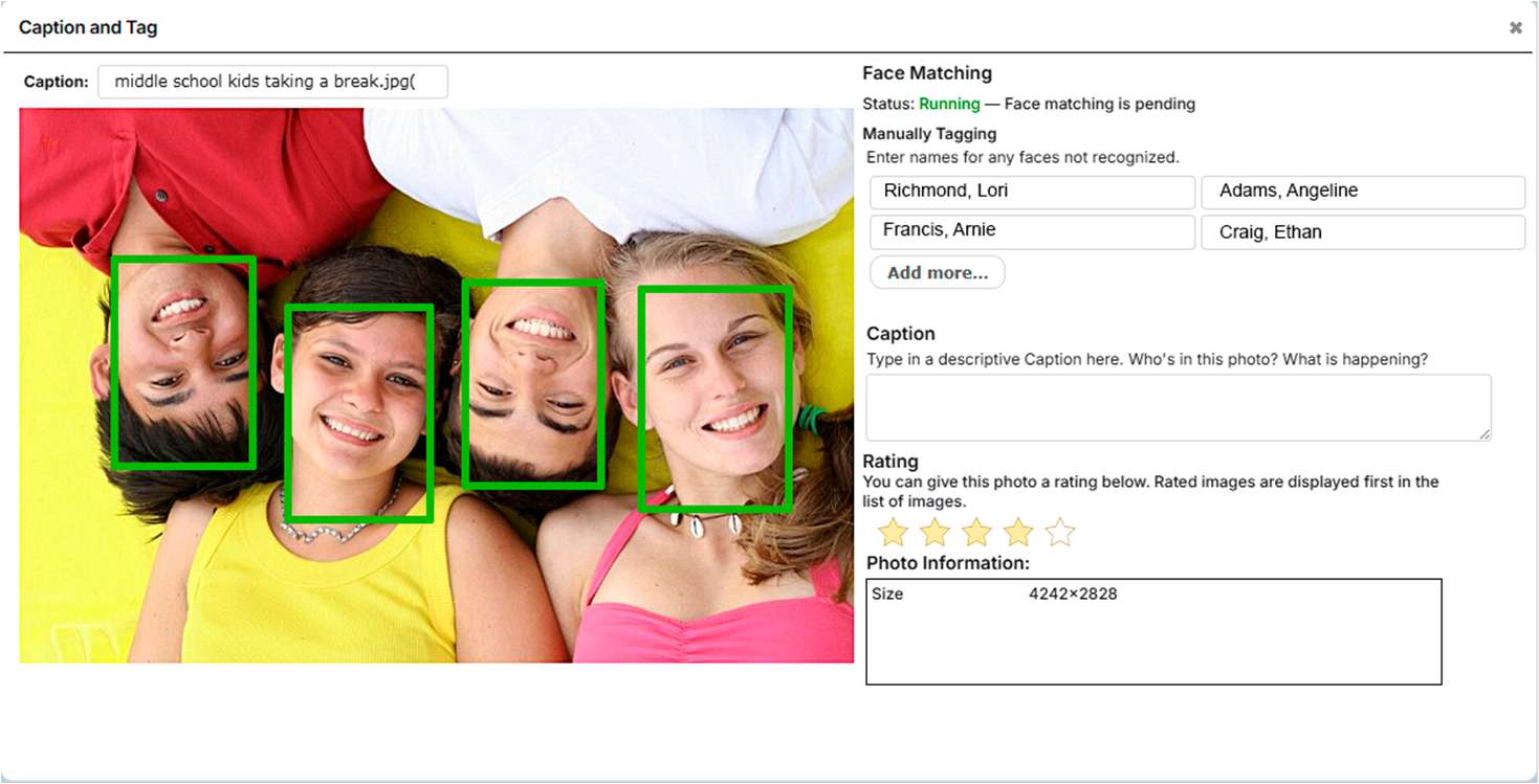 The Preview/Info dialog for a Candid photo.