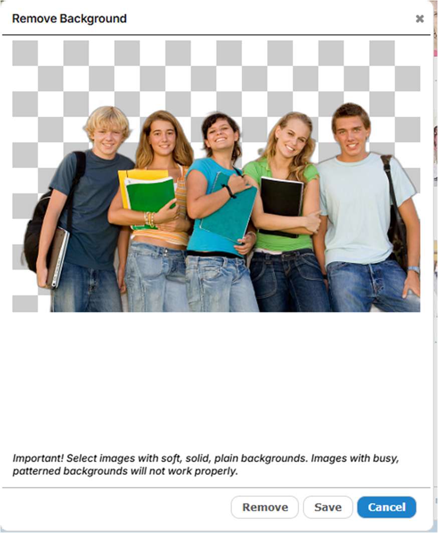 The Remove Background dialog will appear.
