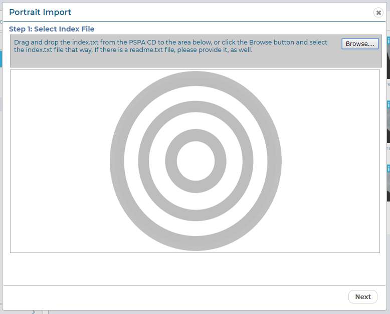 The Portrait Import dialog will launch.