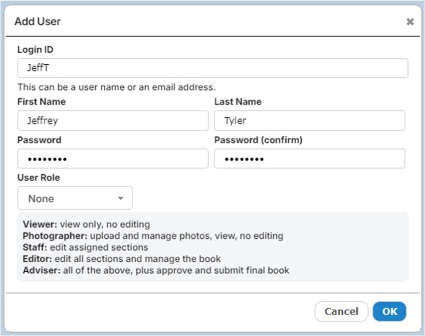 The Add User button on the Users page.